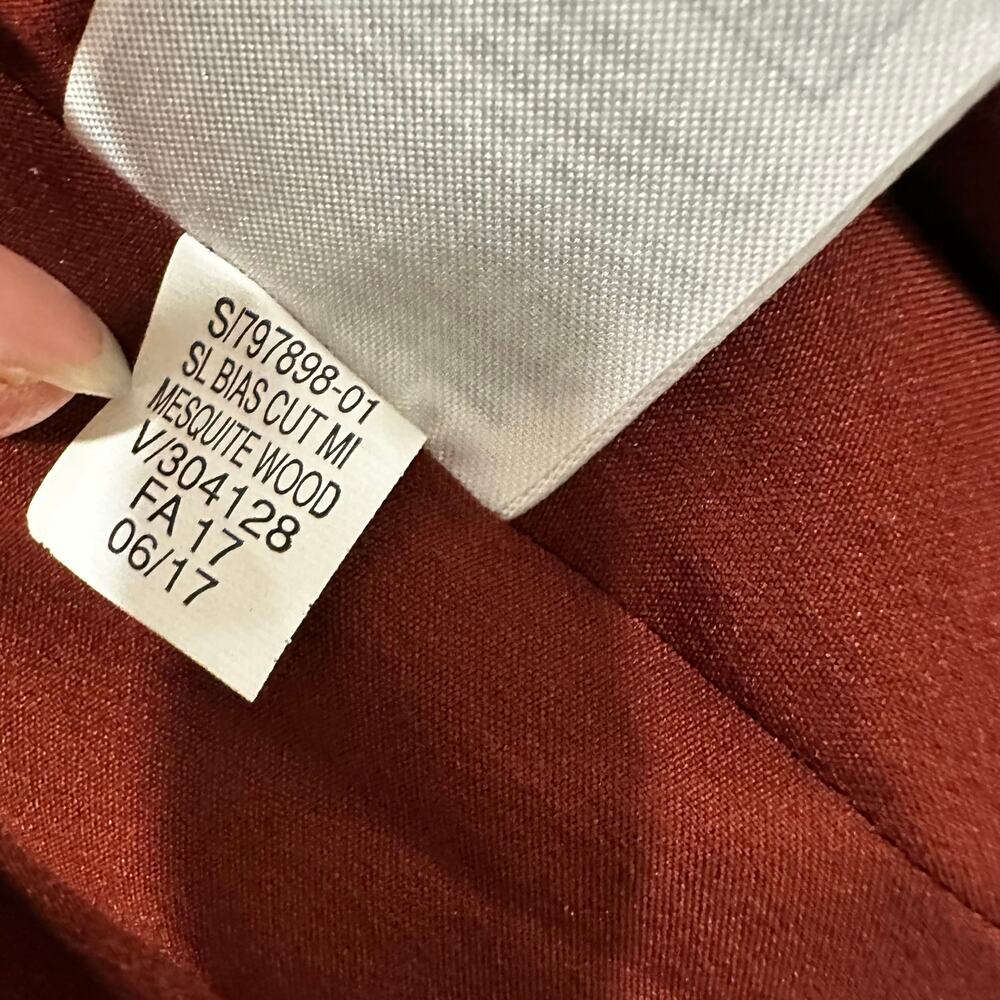 Banana Republic Bias Cut Midi Dress‎ 10 Rust Mesquite Wood UEC Asymmetric Hem - Picture 8 of 10